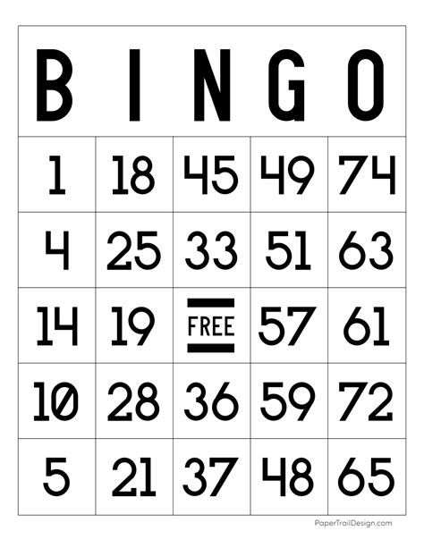 printable bingo cards paper trail design