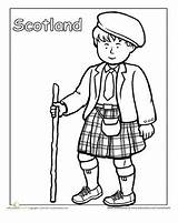 Coloring Pages Scotland Worksheets Traditional Kids Clothing Around Scottish Multicultural Sheets Colouring Children Costumes Culture Cultures Education Different Printable Globe sketch template