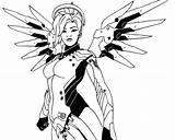 Overwatch Mercy Coloring Drawing Coloriage Color Getdrawings Kids sketch template