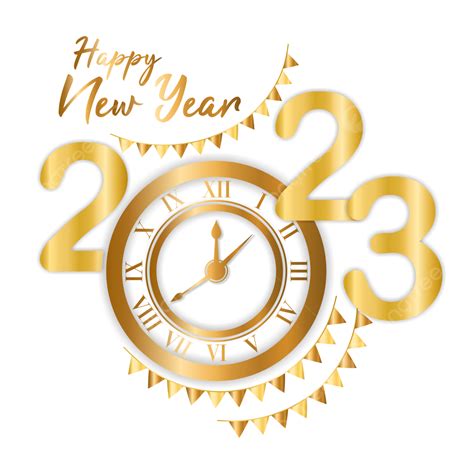 happy  year  golden clock style typography happy  year