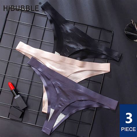 3pcs Ice Silk Thong Panties Sexy Briefs Seamless Thongs Women Underwear