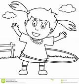 Hula Girl Hoop Coloring Playing Park Kids Pages Dreamstime Getdrawings Illustration Cute sketch template