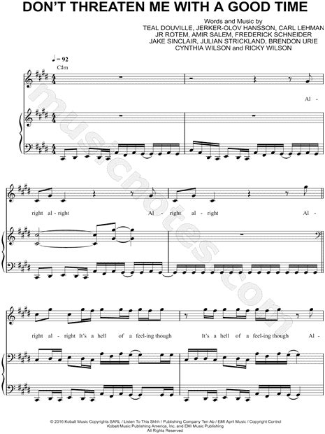 panic at the disco don t threaten me with a good time sheet music in