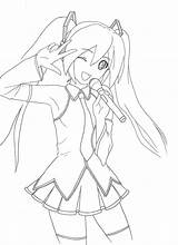 Miku Hatsune Coloring Pages Lineart Deviantart Drawings Color Vocaloid Getcolorings Print Printable Colorin sketch template