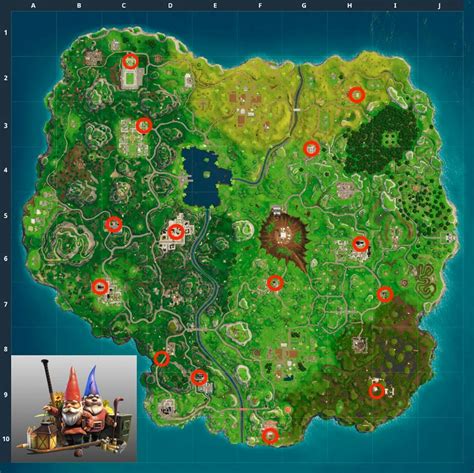 fortnite hungry gnome locations   find   gnomes   map inverse