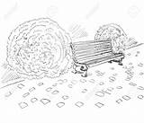 Bench Park Drawing Bushes Sketch Getdrawings sketch template