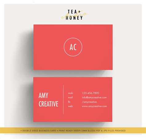 red business card simple calling card template premade  etsy