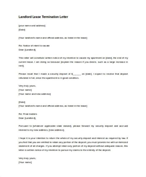 landlord lease termination letter inspirational sample lease