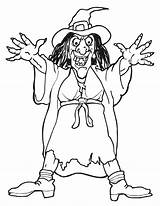 Coloring Pages Scary Witch Kids sketch template