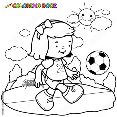 girl soccer player coloring page obrazow stockowych  plikow