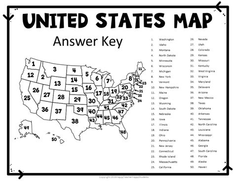 united states map quiz worksheet usa map test  practice sheet