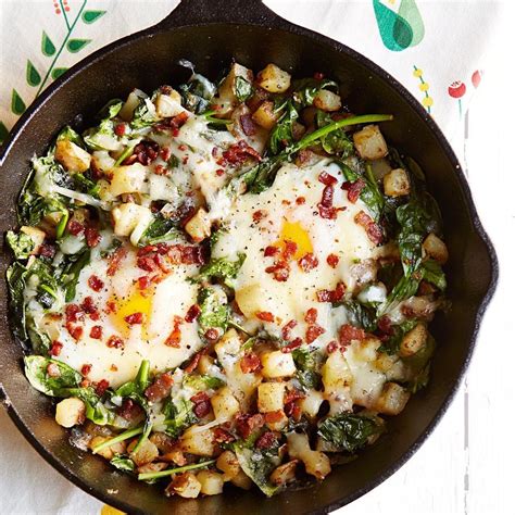 spinach cheese breakfast skillet recipe eatingwell
