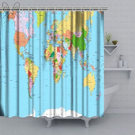 aplysia large detailed political world map waterproof fabric shower