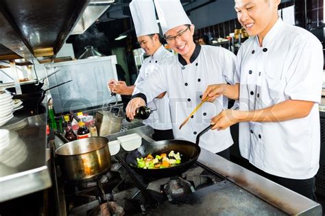 chef restaurant kitchen asian cook stock image colourbox
