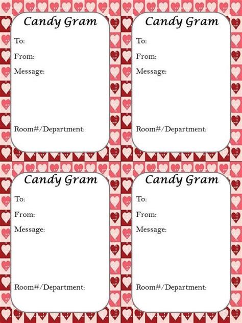 printable valentines day candy gram template printable word searches