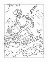 Robot Coloring Pages Kids Thunderstorm Printable Color Getcolorings City Paper sketch template