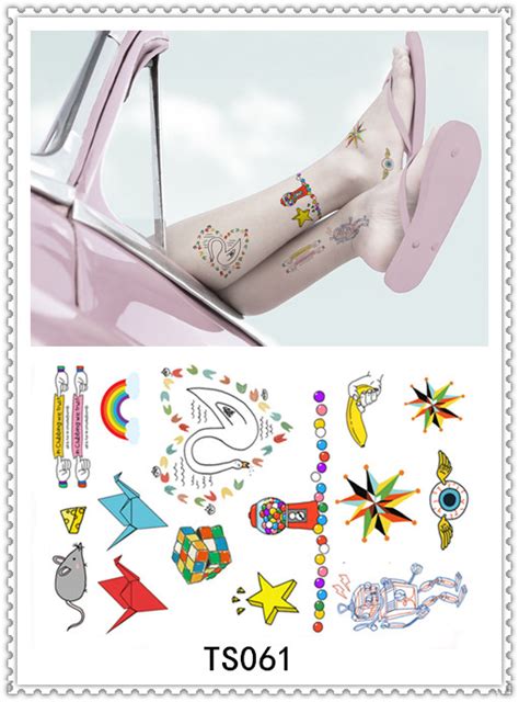 yeeech harajuku temporary tattoo sticker rainbow swan flight compass