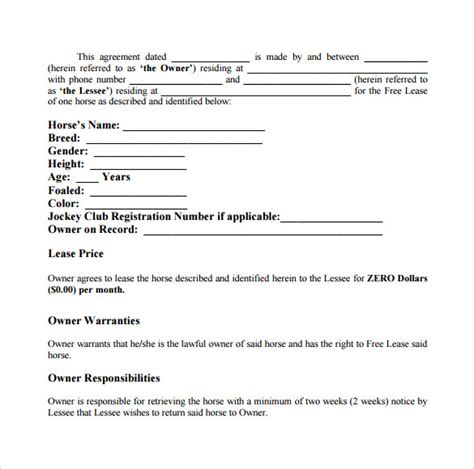 pasture lease agreement templates samples examples format