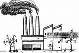 Pollution Factory Air Smoke Vector Illustration Doodle Chimneys Drawn Coming Building Hand Its sketch template