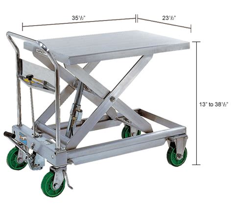 Stainless Steel Mobile Scissor Lift Table Cart 1100 Ss 1100 Lb