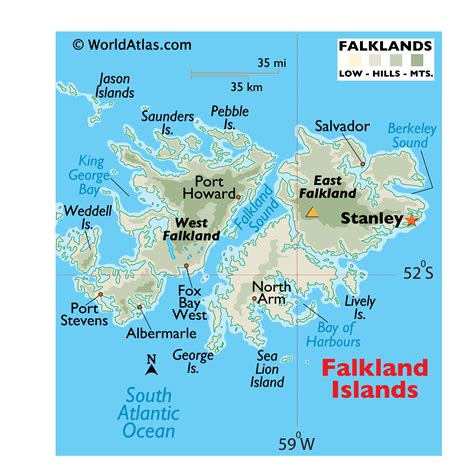 falkland islands map geography  falkland islands map  falkland islands worldatlascom