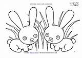 Coloring Grass Easter Bunnies Cute Pages sketch template