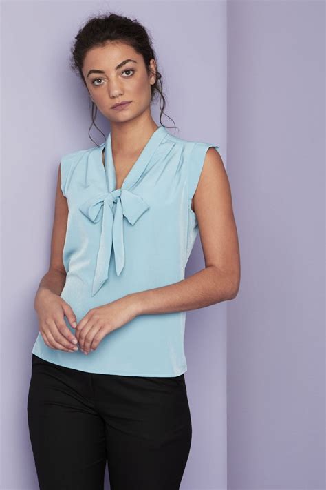 women s tie neck sleeveless blouse aqua beauty wear from simon jersey uk