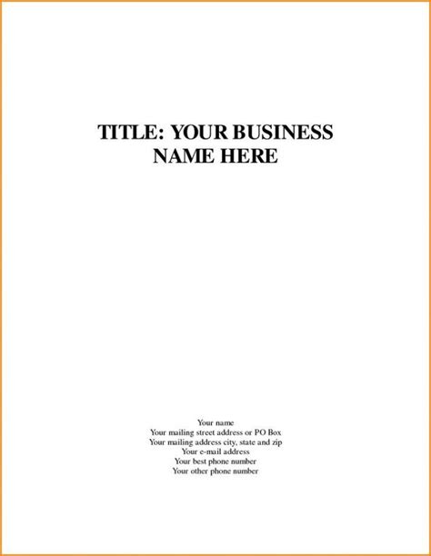 business plan cover page template unique  cover page   proposal