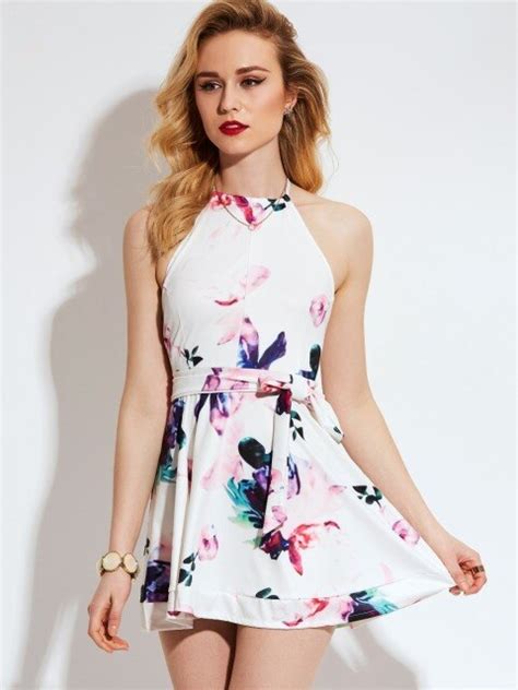 sisjuly summer white sexy women dress female floral print backless