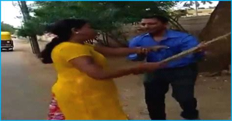 [video] Karnataka Woman Publicly Thrashes Bank Manager For Alleged