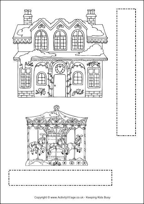 christmas village printable   special holiday colouring project