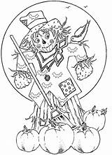 Coloring Scarecrow Pages Halloween Scarecrows Kids Printables Fall Popular Colouring These Coloringhome sketch template