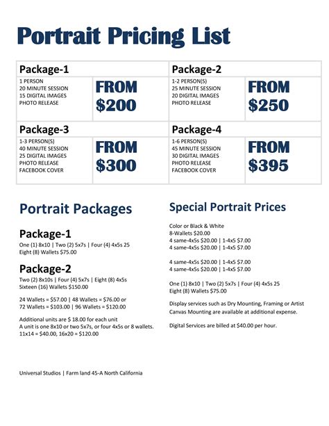 photography price list template   classles democracy