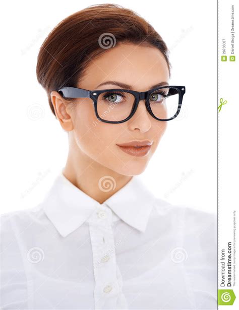portrait of beautiful woman in glasses royalty free stock