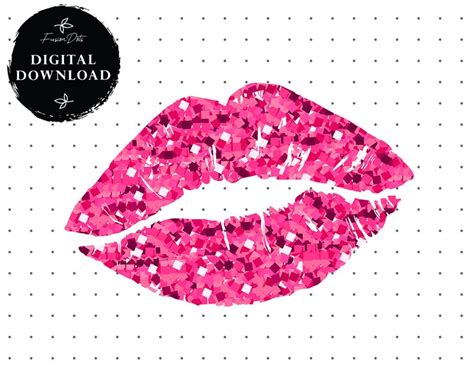 pink glitter lips clip art png sublimation printable sparkling etsy