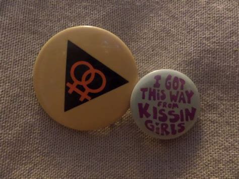 2 Vintage Lesbian Kissing Girls Buttons Or Pins By