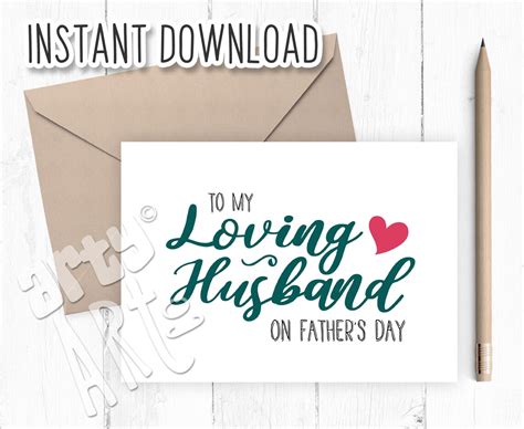 printable fathers day card  husband gift  wife etsy