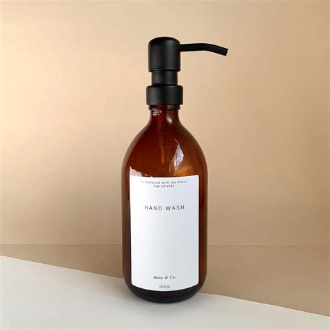 Amber Soap Bottle 500ml Reusable Brown Glass Hand Wash