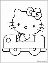 Coloring Kitty Car Hello Pages Driving Printable Sanrio Birthday Drive Color Kids Print Clipart Clip Cliparts Characters Cartoon Coloringhome Colouring sketch template