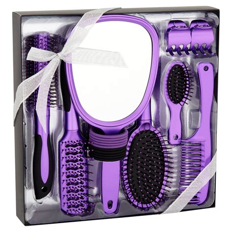 hair brush comb mirror  hair accessories gift set purple  pcs