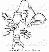 Coloring Crawdad Outline Vector Cartoon Chef Platter Holding Printable Pages Clipart Royalty Stock sketch template