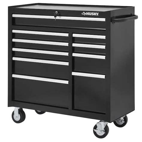 Husky 46x 9 Drawer Mobile Workbench Cabinet W Solid Wood Top Black