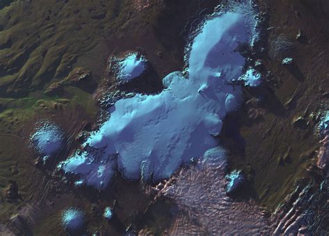 landsat  image  langjoekull glacier iceland   evening nasa  rearthporn