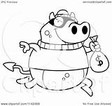 Clipart Devil Robbing Bank Coloring Cartoon Outlined Vector Cory Thoman Royalty sketch template