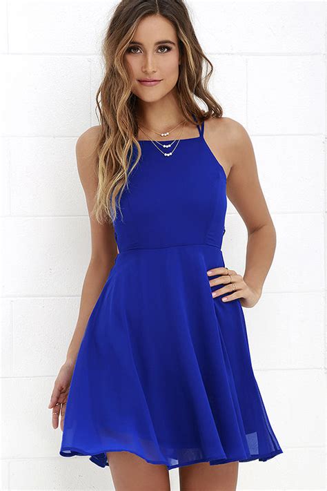 Sexy Royal Blue Dress Lace Up Dress Backless Dress