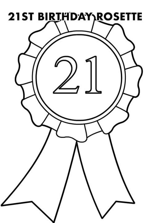 st birthday rosette badge coloring page