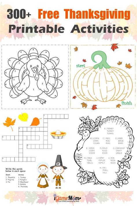 pages  thanksgiving printables  learning
