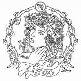 Virgo Coloriage Sheets Vierge Signo Capricorn Colorier Adulte Related User sketch template