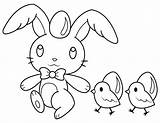 Coloring Bunny Chicks Baby Easter Pages sketch template