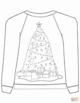 Sweater Christmas Coloring Ugly Tree Pages Drawing Colouring Motif Printable Sweaters sketch template